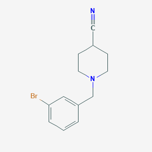 molecular formula C13H15BrN2 B7846186 1-[(3-Bromophenyl)methyl]piperidine-4-carbonitrile 