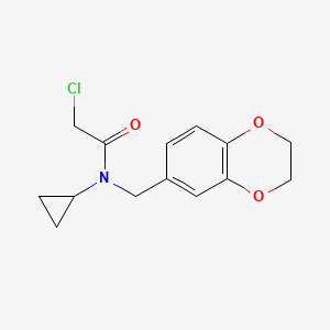 molecular formula C14H16ClNO3 B7846202 2-Chloro-N-cyclopropyl-N-(2,3-dihydro-benzo[1,4]dioxin-6-ylmethyl)-acetamide 