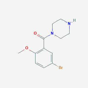 molecular formula C12H15BrN2O2 B7846617 (5-Bromo-2-methoxyphenyl)(piperazin-1-yl)methanone 
