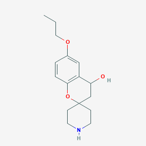 molecular formula C16H23NO3 B7846661 6-Propoxy-3,4-dihydrospiro[chromene-2,4'-piperidin]-4-ol 