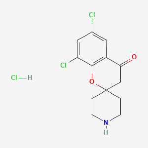 molecular formula C13H14Cl3NO2 B7846837 6,8-Dichloro-3,4-dihydrospiro[1-benzopyran-2,4-piperidine]-4-one hydrochloride 