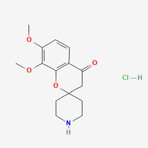 molecular formula C15H20ClNO4 B7846842 7,8-Dimethoxy-3,4-dihydrospiro[1-benzopyran-2,4-piperidine]-4-one hydrochloride 