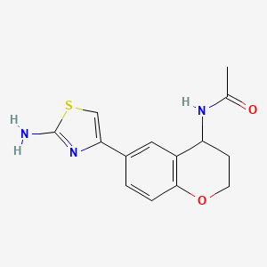 molecular formula C14H15N3O2S B7846937 N-[6-(2-amino-1,3-thiazol-4-yl)-3,4-dihydro-2H-chromen-4-yl]acetamide 