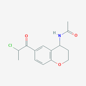 molecular formula C14H16ClNO3 B7846939 N-[6-(2-chloropropanoyl)-3,4-dihydro-2H-chromen-4-yl]acetamide 