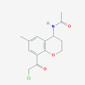 molecular formula C14H16ClNO3 B7846942 N-[8-(2-chloroacetyl)-6-methyl-3,4-dihydro-2H-1-benzopyran-4-yl]acetamide 