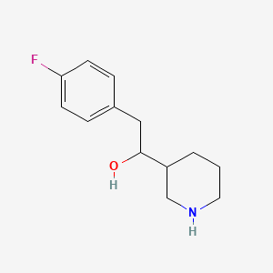 molecular formula C13H18FNO B7847179 2-(4-Fluorophenyl)-1-(piperidin-3-yl)ethan-1-ol 