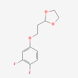 molecular formula C11H12F2O3 B7847221 2-[2-(3,4-Difluoro-phenoxy)ethyl]-1,3-dioxolane 