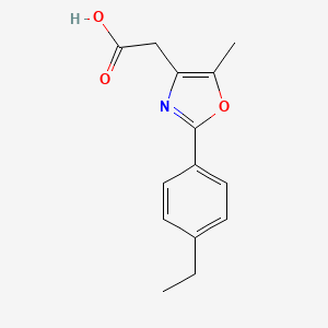 molecular formula C14H15NO3 B7847281 2-[2-(4-Ethylphenyl)-5-methyl-1,3-oxazol-4-yl]acetic acid 