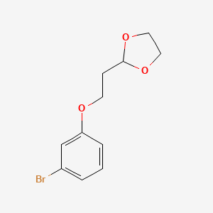 molecular formula C11H13BrO3 B7847358 3-Bromo-[2-(1,3-dioxolan-2-yl)ethoxy]benzene 