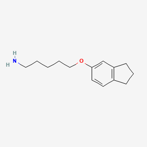 molecular formula C14H21NO B7847508 5-(2,3-dihydro-1H-inden-5-yloxy)pentan-1-amine 