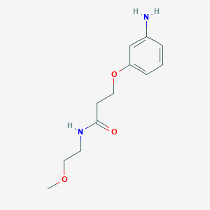 molecular formula C12H18N2O3 B7847584 3-(3-aminophenoxy)-N-(2-methoxyethyl)propanamide 