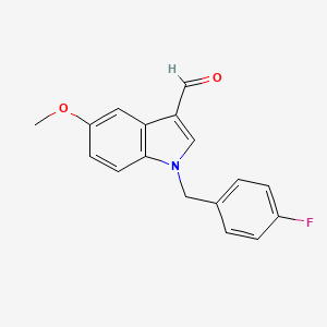 molecular formula C17H14FNO2 B7847670 1-(4-fluorobenzyl)-5-methoxy-1H-indole-3-carbaldehyde 
