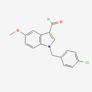 molecular formula C17H14ClNO2 B7847688 1-(4-chlorobenzyl)-5-methoxy-1H-indole-3-carbaldehyde 