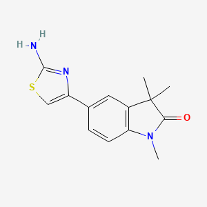 molecular formula C14H15N3OS B7847779 5-(2-Amino-1,3-thiazol-4-yl)-1,3,3-trimethylindol-2-one 