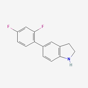 molecular formula C14H11F2N B7847868 5-(2,4-difluorophenyl)-2,3-dihydro-1H-indole 