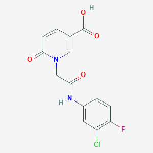 molecular formula C14H10ClFN2O4 B7847884 1-{2-[(3-Chloro-4-fluorophenyl)amino]-2-oxoethyl}-6-oxo-1,6-dihydropyridine-3-carboxylic acid 