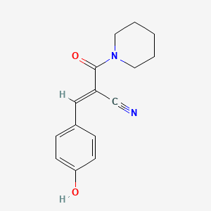 molecular formula C15H16N2O2 B7847950 (E)-3-(4-hydroxyphenyl)-2-(piperidine-1-carbonyl)prop-2-enenitrile 