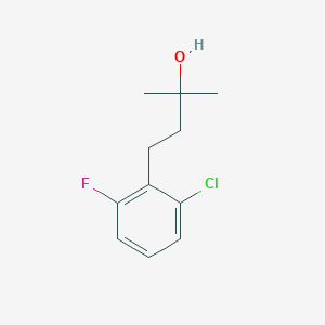molecular formula C11H14ClFO B7848333 4-(2-Chloro-6-fluorophenyl)-2-methylbutan-2-ol 
