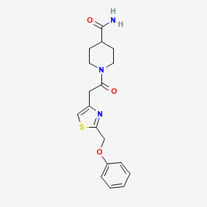molecular formula C18H21N3O3S B7848509 1-{[2-(Phenoxymethyl)-1,3-thiazol-4-yl]acetyl}piperidine-4-carboxamide 