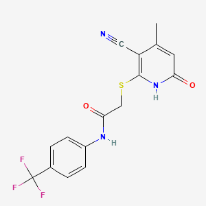 molecular formula C16H12F3N3O2S B7848816 2-[(3-cyano-4-methyl-6-oxo-1H-pyridin-2-yl)sulfanyl]-N-[4-(trifluoromethyl)phenyl]acetamide 