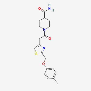 molecular formula C19H23N3O3S B7848827 1-({2-[(4-Methylphenoxy)methyl]-1,3-thiazol-4-yl}acetyl)piperidine-4-carboxamide 