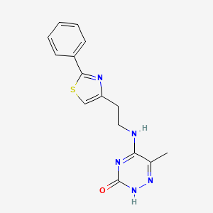 molecular formula C15H15N5OS B7848850 6-methyl-5-[2-(2-phenyl-1,3-thiazol-4-yl)ethylamino]-2H-1,2,4-triazin-3-one 