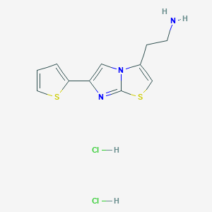 molecular formula C11H13Cl2N3S2 B7848855 2-[6-(Thiophen-2-yl)imidazo[2,1-b][1,3]thiazol-3-yl]ethan-1-amine dihydrochloride 