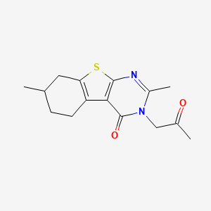 molecular formula C15H18N2O2S B7848897 2,7-Dimethyl-3-(2-oxopropyl)-5,6,7,8-tetrahydro-[1]benzothiolo[2,3-d]pyrimidin-4-one 