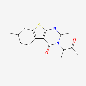 molecular formula C16H20N2O2S B7848900 2,7-Dimethyl-3-(3-oxobutan-2-yl)-5,6,7,8-tetrahydro-[1]benzothiolo[2,3-d]pyrimidin-4-one 