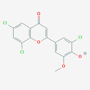 molecular formula C16H9Cl3O4 B7848929 6,8-Dichloro-2-(3-chloro-4-hydroxy-5-methoxyphenyl)chromen-4-one 