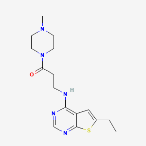 molecular formula C16H23N5OS B7848937 3-[(6-Ethylthieno[2,3-d]pyrimidin-4-yl)amino]-1-(4-methylpiperazin-1-yl)propan-1-one 