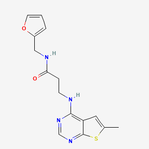 molecular formula C15H16N4O2S B7848964 N-(furan-2-ylmethyl)-3-[(6-methylthieno[2,3-d]pyrimidin-4-yl)amino]propanamide 