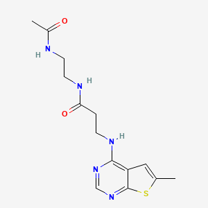 molecular formula C14H19N5O2S B7848971 N-(2-acetamidoethyl)-3-[(6-methylthieno[2,3-d]pyrimidin-4-yl)amino]propanamide 