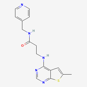 molecular formula C16H17N5OS B7848990 3-[(6-methylthieno[2,3-d]pyrimidin-4-yl)amino]-N-(pyridin-4-ylmethyl)propanamide 