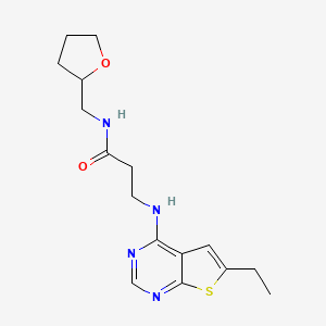 molecular formula C16H22N4O2S B7849010 3-[(6-ethylthieno[2,3-d]pyrimidin-4-yl)amino]-N-(oxolan-2-ylmethyl)propanamide 