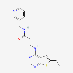 molecular formula C17H19N5OS B7849013 3-[(6-ethylthieno[2,3-d]pyrimidin-4-yl)amino]-N-(pyridin-3-ylmethyl)propanamide 