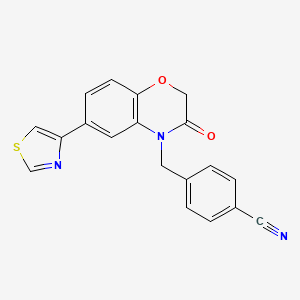 4-[[3-Oxo-6-(1,3-thiazol-4-yl)-1,4-benzoxazin-4-yl]methyl]benzonitrile
