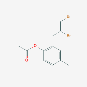 molecular formula C12H14Br2O2 B7849072 Phenol, 2-(2,3-dibromopropyl)-4-methyl-, 1-acetate CAS No. 19997-43-4