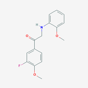 molecular formula C16H16FNO3 B7849170 1-(3-Fluoro-4-methoxyphenyl)-2-[(2-methoxyphenyl)amino]ethan-1-one 