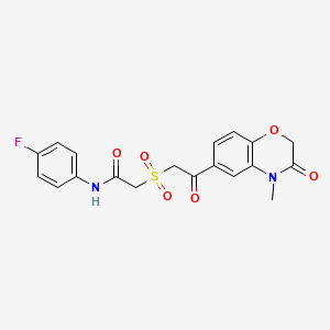 molecular formula C19H17FN2O6S B7849200 N-(4-fluorophenyl)-2-[2-(4-methyl-3-oxo-1,4-benzoxazin-6-yl)-2-oxoethyl]sulfonylacetamide 