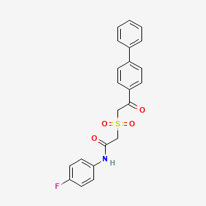 molecular formula C22H18FNO4S B7849205 N-(4-fluorophenyl)-2-[2-oxo-2-(4-phenylphenyl)ethyl]sulfonylacetamide 