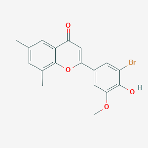 molecular formula C18H15BrO4 B7849240 2-(3-Bromo-4-hydroxy-5-methoxyphenyl)-6,8-dimethylchromen-4-one 