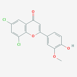molecular formula C16H10Cl2O4 B7849248 6,8-Dichloro-2-(4-hydroxy-3-methoxy-phenyl)-chromen-4-one 