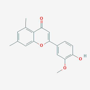molecular formula C18H16O4 B7849261 2-(4-Hydroxy-3-methoxyphenyl)-5,7-dimethylchromen-4-one 