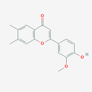 molecular formula C18H16O4 B7849273 2-(4-Hydroxy-3-methoxyphenyl)-6,7-dimethylchromen-4-one 