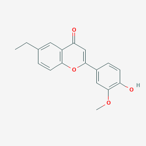 molecular formula C18H16O4 B7849277 6-Ethyl-2-(4-hydroxy-3-methoxyphenyl)chromen-4-one 