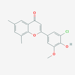 molecular formula C18H15ClO4 B7849291 2-(3-Chloro-4-hydroxy-5-methoxy-phenyl)-6,8-dimethyl-chromen-4-one 