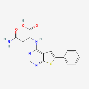 molecular formula C16H14N4O3S B7849305 3-Carbamoyl-2-({6-phenylthieno[2,3-d]pyrimidin-4-yl}amino)propanoic acid 