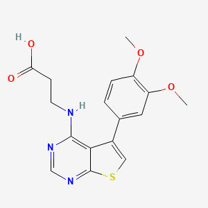 molecular formula C17H17N3O4S B7849311 3-[[5-(3,4-Dimethoxyphenyl)thieno[2,3-d]pyrimidin-4-yl]amino]propanoic acid 