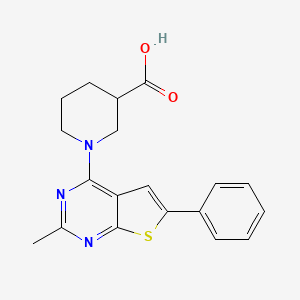 molecular formula C19H19N3O2S B7849315 1-{2-Methyl-6-phenylthieno[2,3-d]pyrimidin-4-yl}piperidine-3-carboxylic acid 
